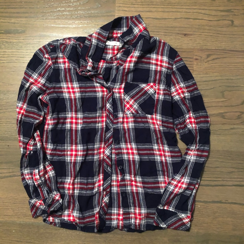 Navy, Red, and White Flannel